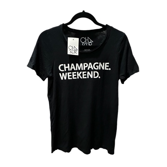 Chaser Champagne Weekend Black Tee Shirt Top Medium NEW NWT - Picture 4 of 5